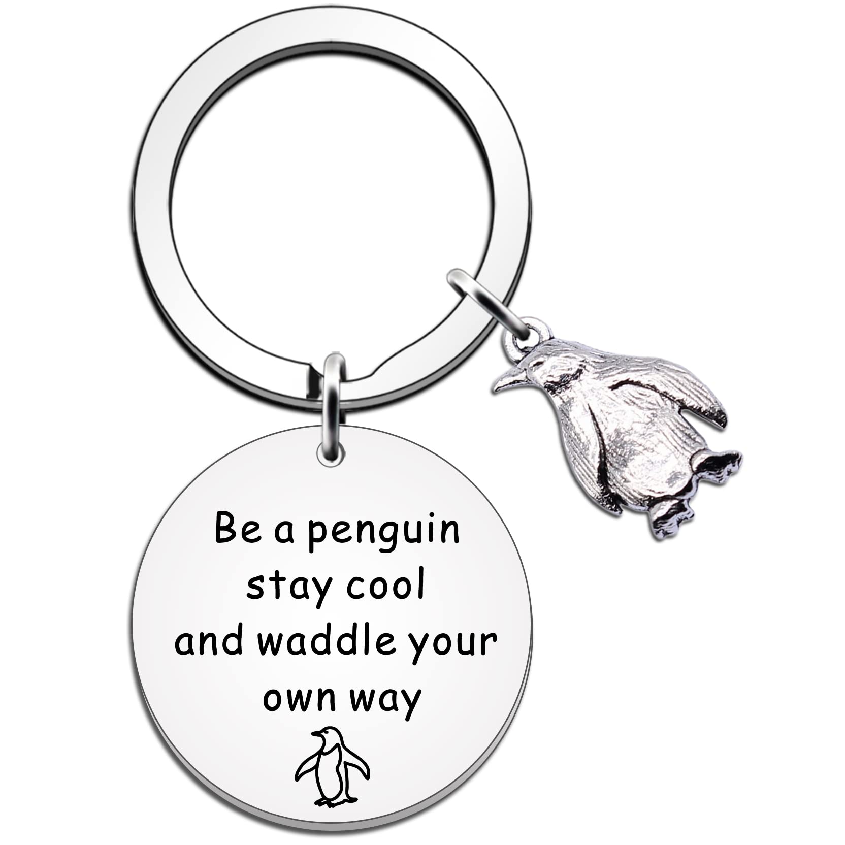JETTOP Penguin Gifts for Women Man - Penguin Keyring Inspirational Gift for Best Friend Birthday Christmas Steel Cool