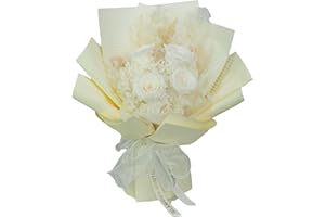 GLAMOUR BOUTIQUE Preserved Flowers Bouquet - Flowers Forever in a Box with Hydrangeas & More, Gift Ready for Anniversary, Birthday, Mother's Day, Long-Lasting 1-3 Years - White