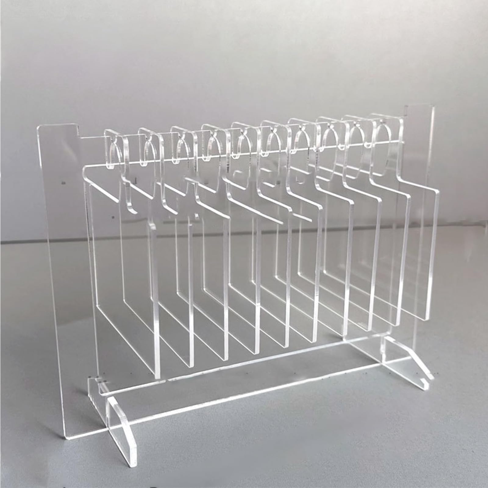 Acrylic Nail Art Display, Nail Sample Display Stand with 10pcs Acrylic Hangers (L 26cm / 10.24in) - Transparent Organizer for Nail Art, Manicure Samples, and Beauty Display