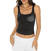 EasyGala Womens Padded Double Lined Tank Tops Crop Scoop Neck Sleeveless Tops Fitted Backless Shirts Basic Summer Tops