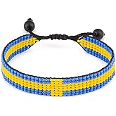 FAHARI Sweden Flag Bracelet: Handmade, Adjustable Unisex Boho Wristband