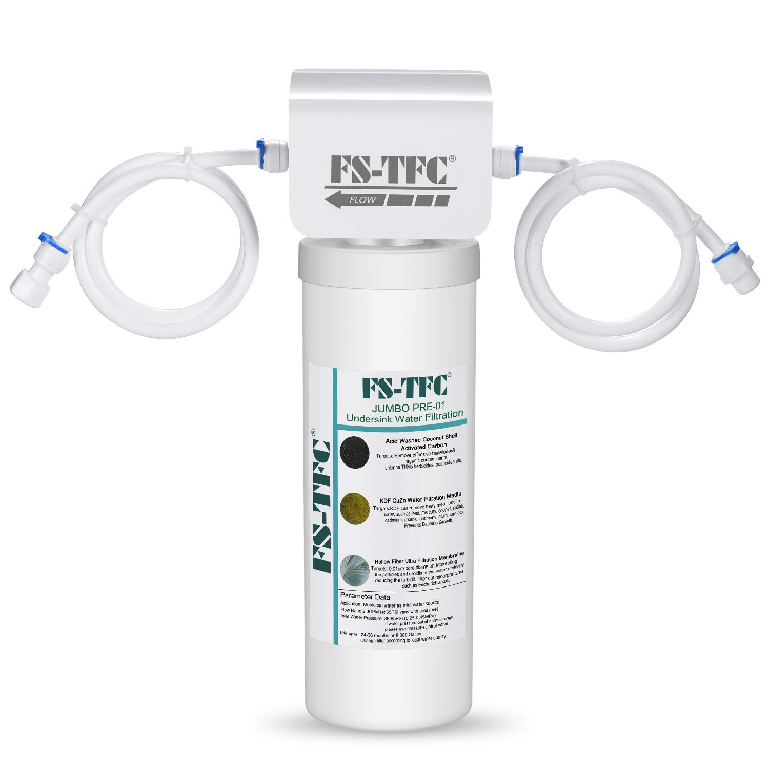 FS-TFC Jumbo Under Sink Water Filter System 20K Gallons Ultra High Capacity Tripple Filtration 0.01 Micron Precision Removes 99.99% Lead, Fluoride, Chlorine, Bad Taste & Odor: Industrial & Scientific
