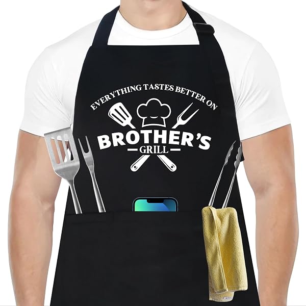 COWEB Grandpa Apron - Waterproof Adjustable Bib Apron For Cooking, Grilling, BBQ, 30x23 Inch (Black) - View #11