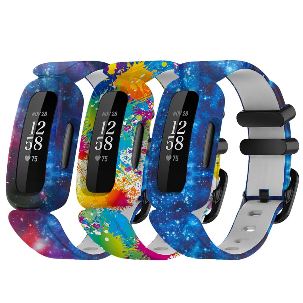 Chofit (3-Pack Straps Compatible with Fitbit Ace 3 Strap, Replacement Soft Silicone Wristband Pattern Band Armbands for Kids for Ace 3 Activity Tracker (3E)