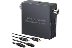 LiNKFOR Bi-Directional Toslink to Coaxial Converter - 192 kHz Metal SPDIF Splitter with Optical and Coaxial Cables for HDTV, PS4, SoundBar