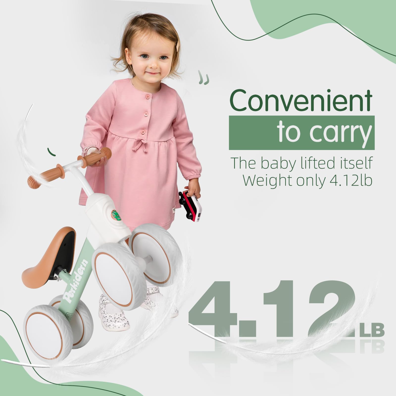 Baby Balance Bike for 1-3 Year Old Boys Girls, 12-36 Month Toddler Balance Bike, 4 Wheels Baby Bike Toddler First Birthday Gifts
