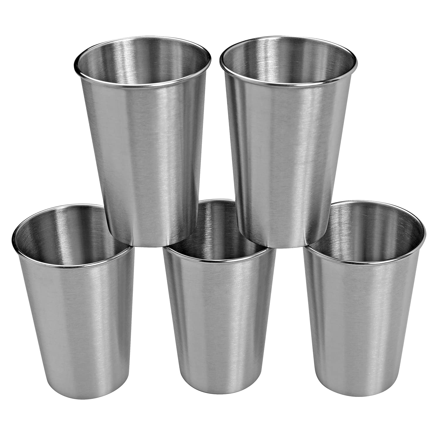 WANBY Stainless Steel Cups 500ml Unbreakable and Reusable Drinking Cups Eco-Friendly Healthy Tumbler Set for Milk Juice and Water Dishwasher Safe (5Pcs)