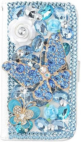Spritech Galaxy Note 8 Case, PU Leather Wallet Phone Case 3D Handmade Bling Design Flower Butterfly Decorated Folding Protected Smartphone Cover with Card Slots for (2017) Samsung Galaxy Note 8