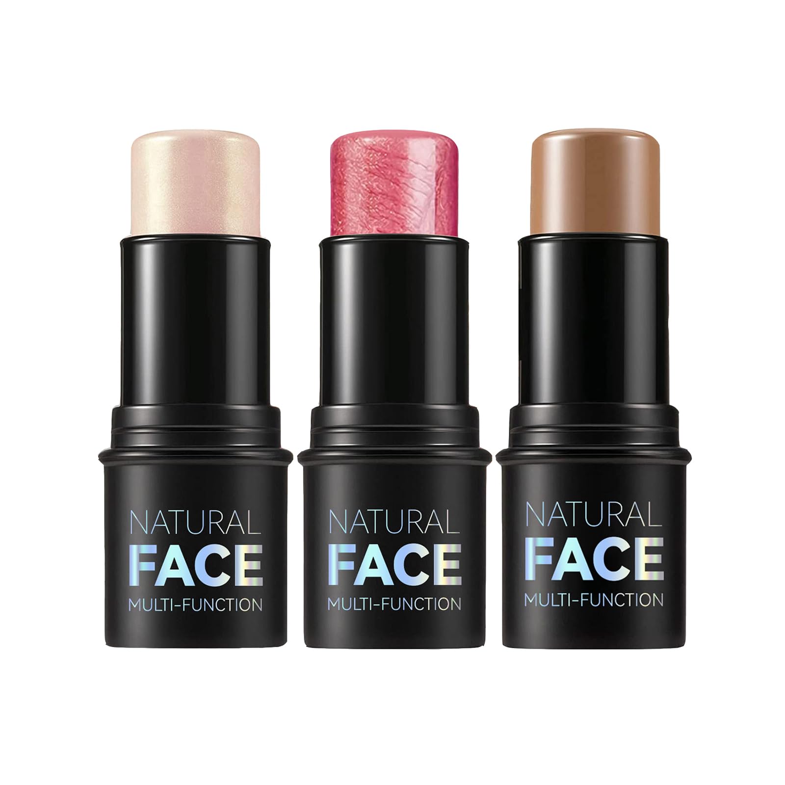 Highlight, Bronze and Blush Contour Stick, Professional Face Shaping & Contouring Stick Makeup, Easy to Apply with Buildable Coverage, Long Lasting & Waterproof (#1,3,4, medium)