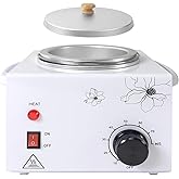 Portable Wax Warmer Machine for Painless Hair Removal, Women Men Professional Wax Heater with Adjustable Temperature Set, 20pcs Sticks (White - Single Pot)