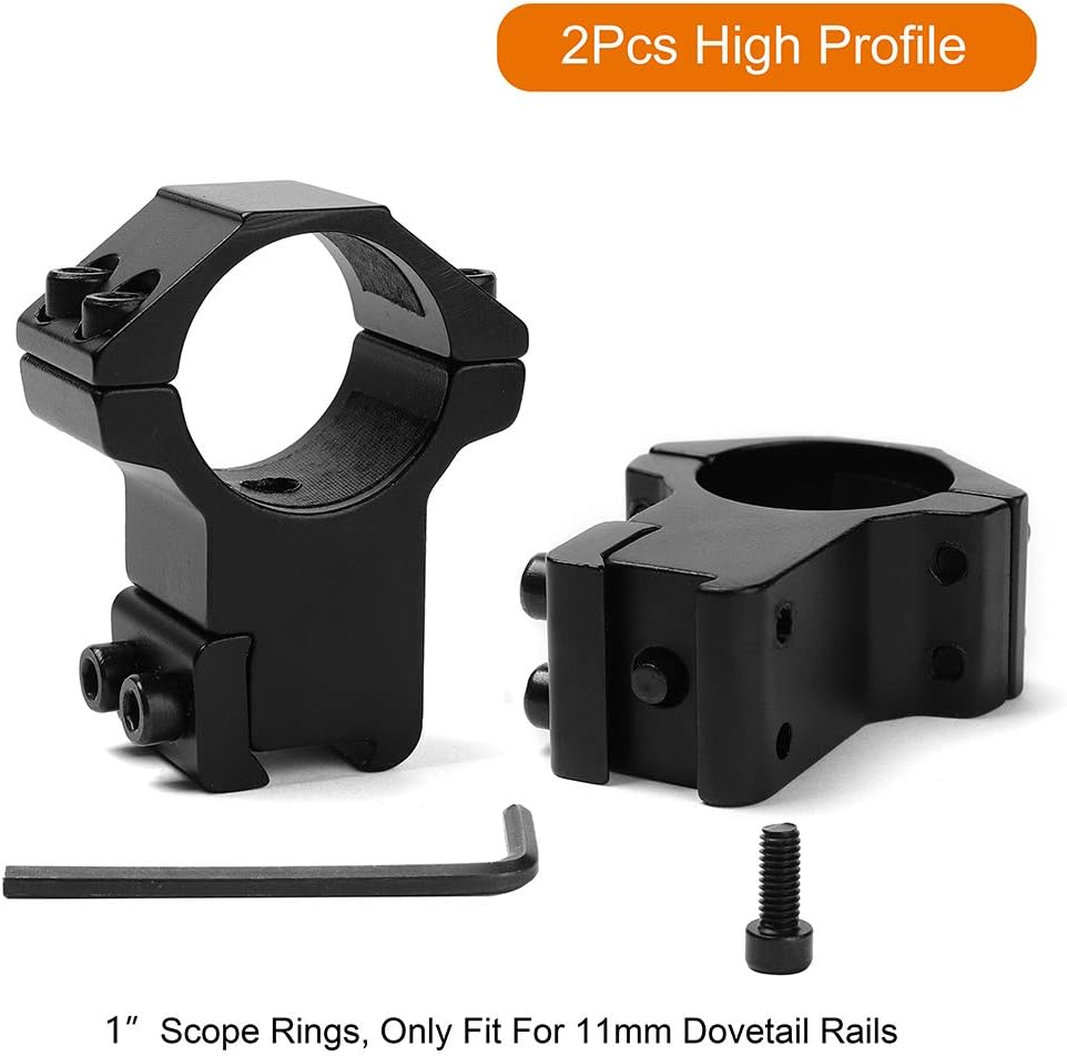Liipor 1'' Scope Rings, 2Pcs High Profile + 2Pcs Medium Profile 1 Inch Scope Mount Rings for 11mm Rails - Pack of 4 : Sports & Outdoors