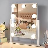 Vanity Mirror with Lights,Lighted Vanity Mirror with 9 Dimmable Bulbs for Dressing Room & Bedroom,3 Color Lighting,Modes Deta