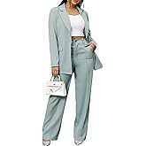 Tcremisa Women's Pants Suits Dressy Business Casual Long Sleeve Blazer and Pant Sets 2 Piece Work Office Outfits