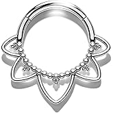 Agrewd Septum Rings, 16G Lotus Septum Jewelry, Stainless Steel Helix Daith Earrings for Women, Cute Daith Rook Piercing Jewelry