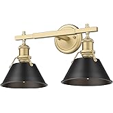 Golden Lighting Yep Orwell 2-Light Vanity in Brushed Champagne Brass and Matte Black Shade