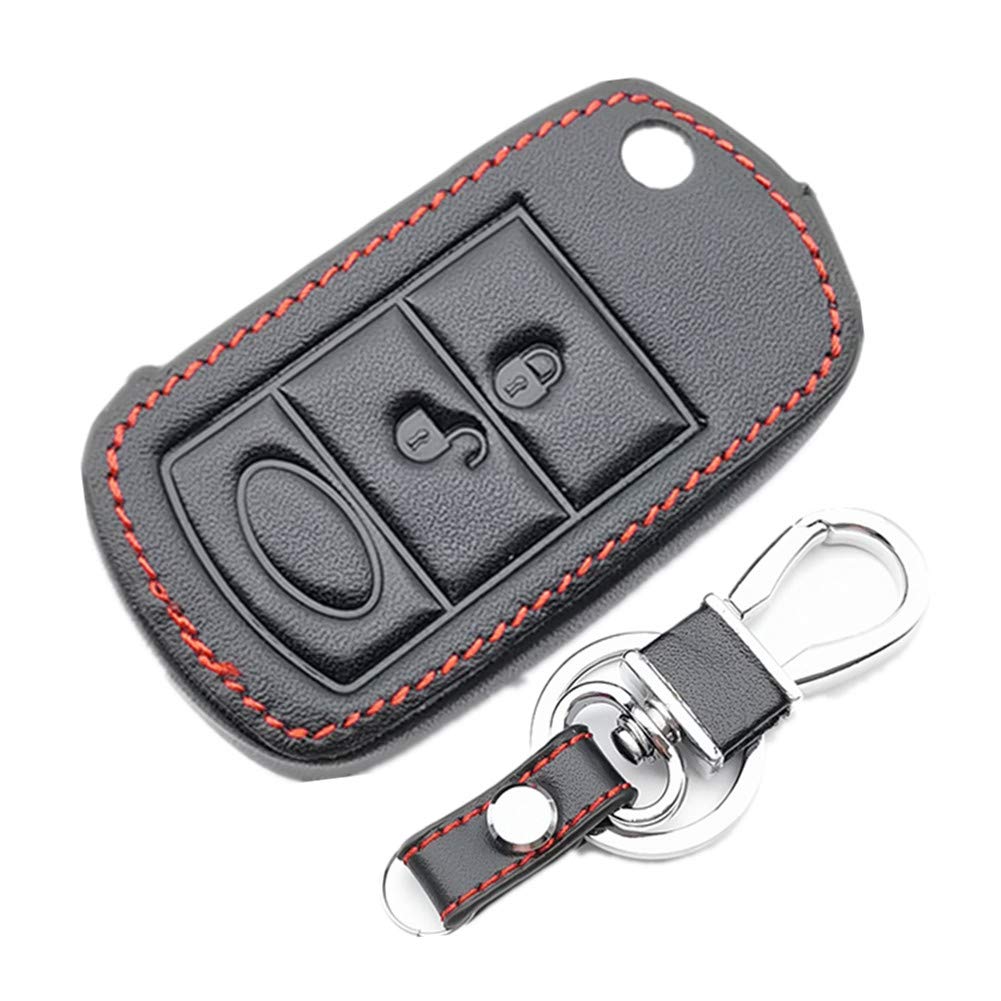Happyit Leather Car Key Cover Cases for Land Rover Range Rover Sport LR3 Discovery 3 Buttons Folding Remote