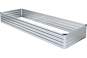 Meberam Metal Raised Garden Bed Kit 6x3x1ft Outdoor Galvanized Elevated Plant Box for Vegetable,Galvanized