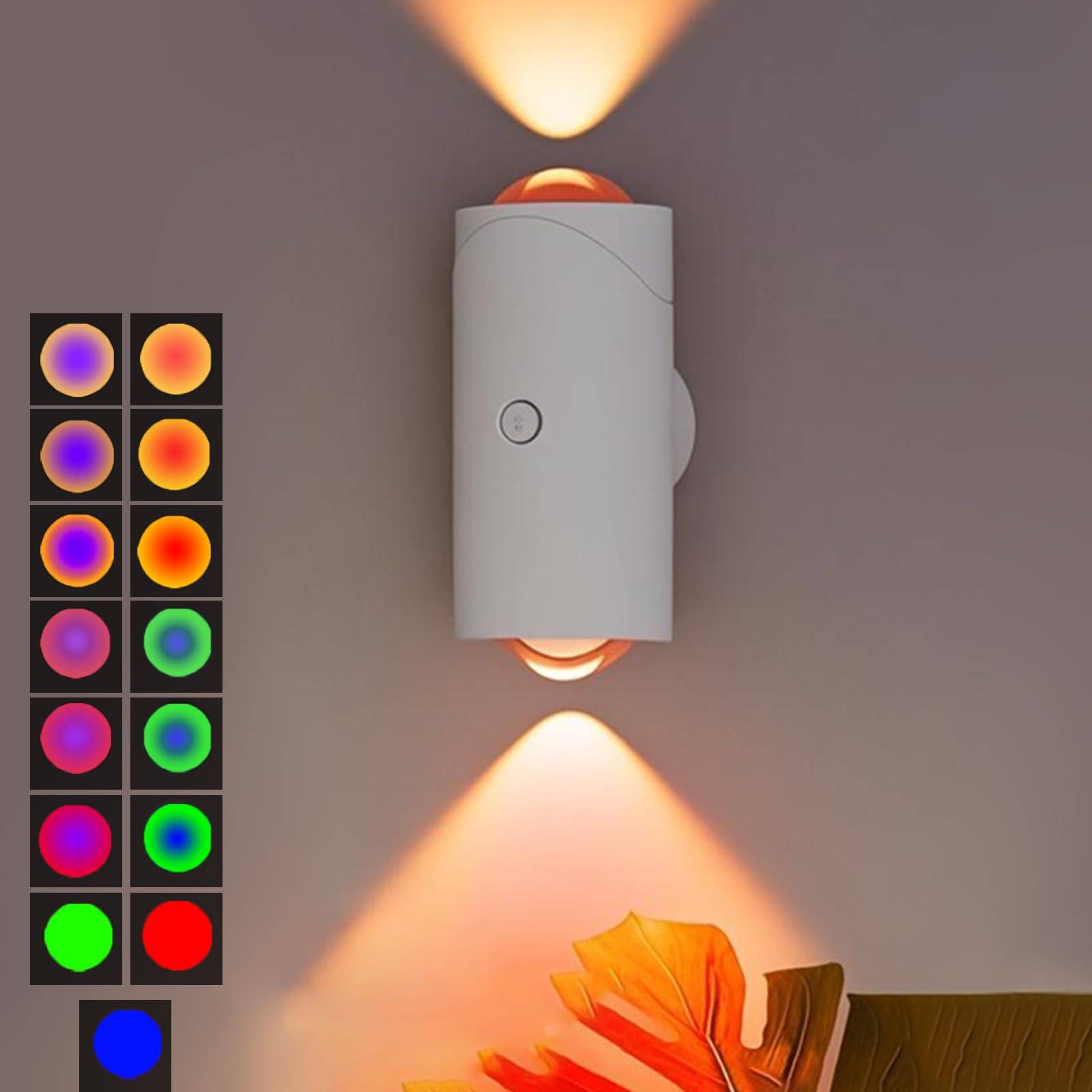 Photo 1 of NINE SQUARE EGOU LED Wireless Wall Sconce with 7 Colors Changing, Motion Sensor Light Indoor, 1500mAh Rechargeable Battery Operated Wall Sconces for Bedroom Bedside Hallway Courtyard Doorway (White)