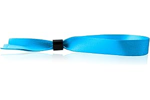 Wristco 100 Blue Cloth Event Wristbands – Plastic Closure to Prevent Transfer or Reuse – Premium-Grade Fabric Bracelets for Party Entry, Summer Camp, VIP Identification, Drink Ticket ID