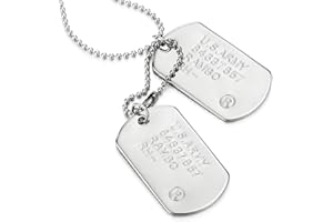 COOLSTEELANDBEYOND Classic Two-Pieces Mens Military Army Dog Tag Pendant Necklace with Ball Chain