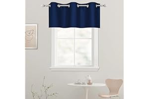 DECOVSUN DECOVSU Navy Blue Window Valance for Kitchen 42x18 Solid Blackout Thermal Insulated Grommet Valance for Bedrooom Living Room Extra Wide 1 Panel 42W X18 L