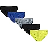 Reebok Mens Low Rise Briefs - 5 Pack Athletic Performance Mens Underwear Briefs with Contour Support Pouch for Gym Daily Wear