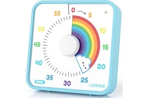 LIORQUE 60 Minute Visual Timer for Kids and Adults, Non-Ticking 7.5 Inch Large Visual Countdown Timers for Classroom Desk Countdown Clock with 'Rainbow' Pattern Design, Kids Pomodoro Timer Clock