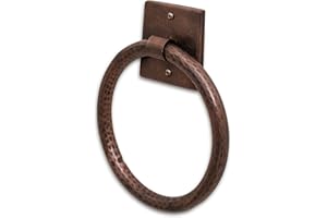 Monarch Abode Metal Round Bathroom Hand Towel Holder for Bathroom Wall, Metal Hand Towel Ring Hanger Wall Mount, 7-inch Round Towel Ring Holder for Bathrooms, Towel Rack Hanger, Antique Copper Finish