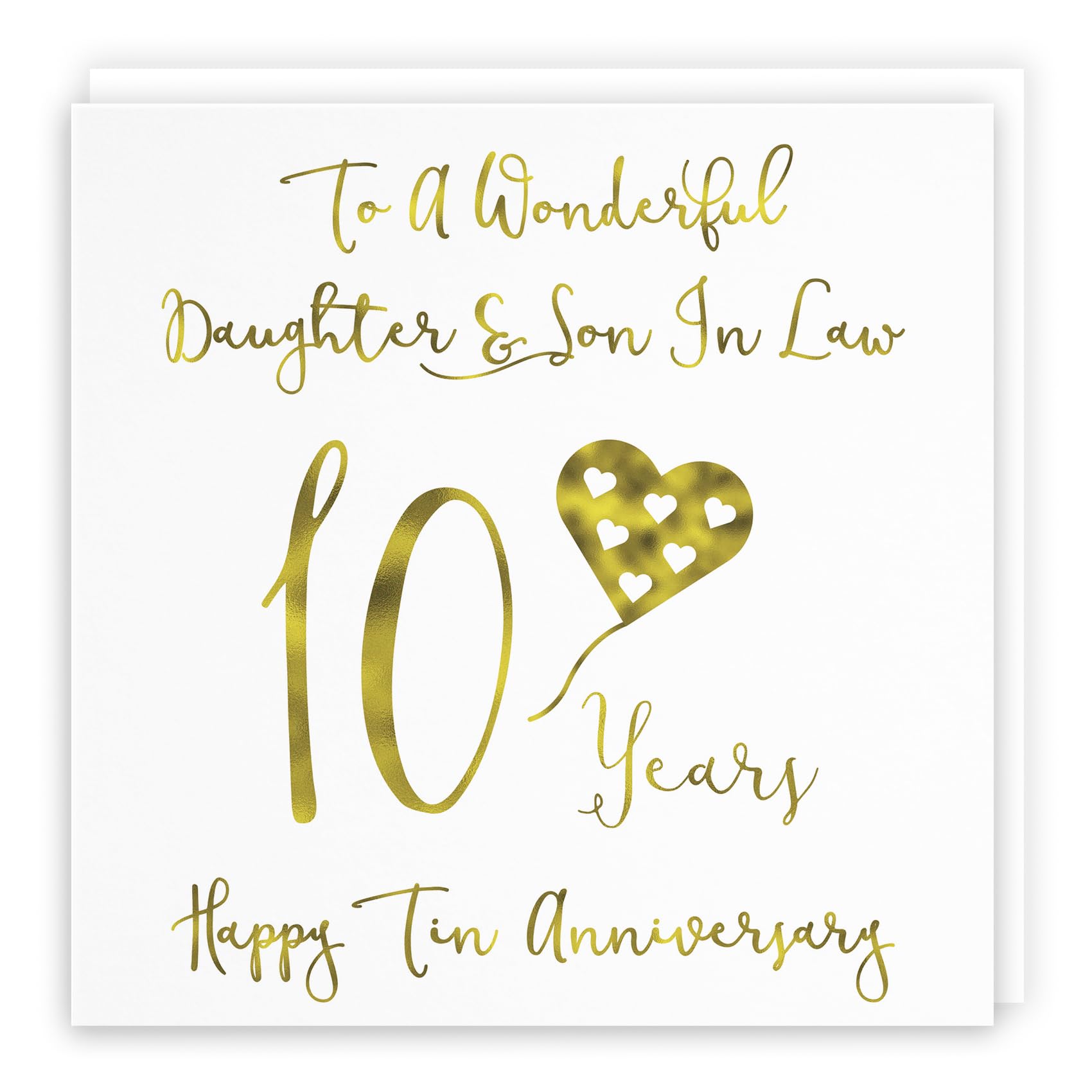 Hunts England - Large Daughter And Son In Law 10th Anniversary Card - To A Wonderful Daughter & Son In Law - 10 Years - Happy Tin Anniversary - Milano Collection - Large - 210 x 210 mm — image 1