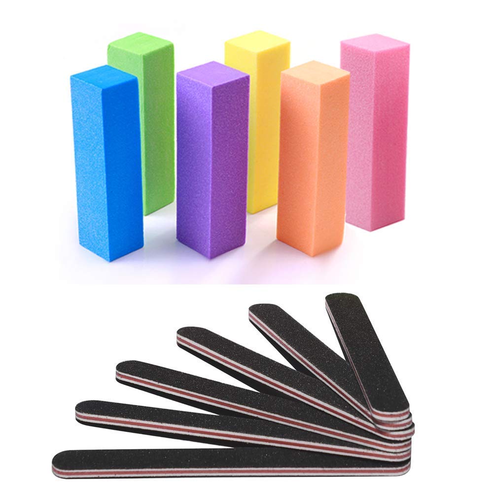 HOLOMALL12Pcs Nail Files and Buffer, Professional Manicure Tools Kit Rectangular Art Care Buffer Block Tools