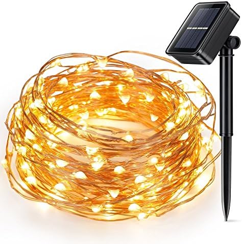 Starry String Lights Copper Wire, 100 LED 10 Meters Solar Powered Led Decorative Lights Outdoor Christmas Light Outside for Garden, Christmas Tree Decorations Warmwhite (150 LED)