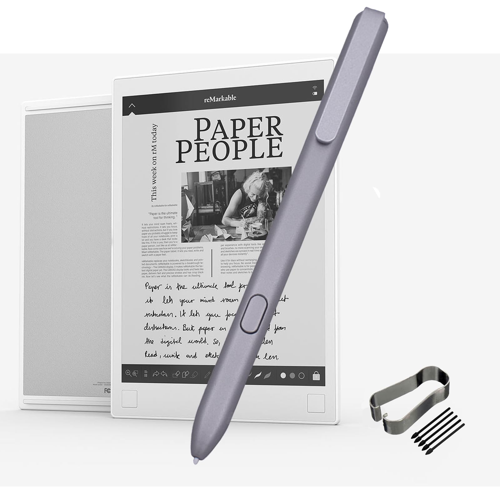Stylus Pen for Remarkable 1/2 Tablet Notebook Replacement, EMR Device Compatible, No Charging Needed, No Setup, with Tips/Nibs Silver