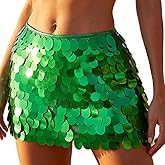 GRAEEN Sequin Skirt Mermaid Costume Sparkly Belly Dance Hip Scarf Skirts for Women