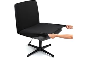 Iauddy Armless Criss Cross Office Desk Chair Cover Slipcover,Accent Mid Back Wide Swivel Task Vanity Slipper Chair Protector Stretch Removable Without Arms for Accent Chair