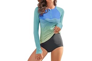 WOWENY Women's Rash Guard UPF 50+ Long Sleeve Swim Shirts Thumb Holes UV Sun Protection Bathing Suit Swimsuit No Bottoms&Bras