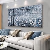 Wall Art for Living Room Blue And White Abstract Tree Flower Modern Artwork Canvas Painting Textured Tree Pictures Wall Decor Bedroom Dining Room Home Office Decor 24