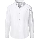 J.VER Boy's Long Sleeve Oxford Dress Shirts Solid Casual Button Down Collar Shirt Kids Formal Uniform Tops