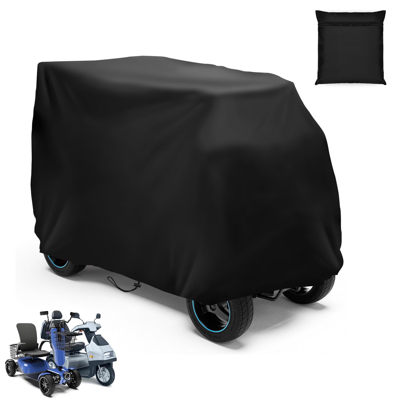 SIRUITON Mobility Scooter Storage Cover, Wheelchair Cover Waterproof for Travel Lightweight Electric Chair Cover Rain Protector from Dust/Dirt/Snow/Rain/Sun Rays（140x66x91cm）
