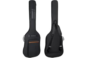 MUZNOTE Bass Guitar Case, Bass Guitar Gig Bag Backpack Padded Bass Guitar Bag Soft 0.35 inch Padding Lightweight Waterproof (Black)