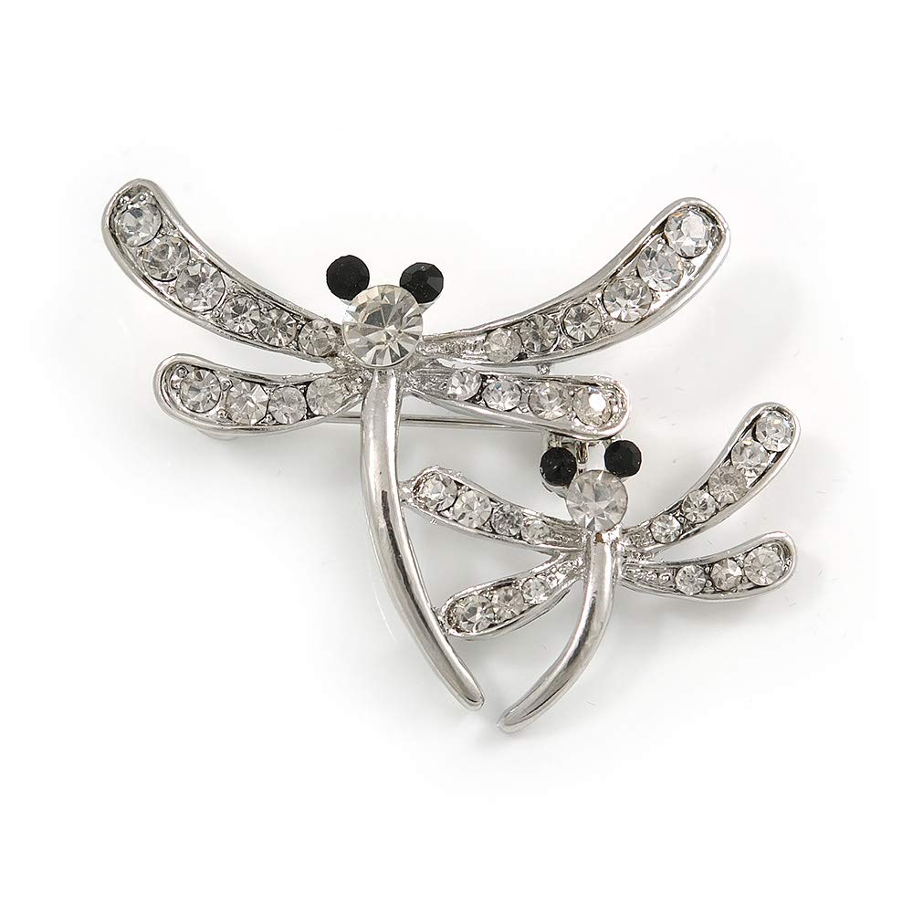 Fancy Clear Crystal Dragonfly Fashion Brooch