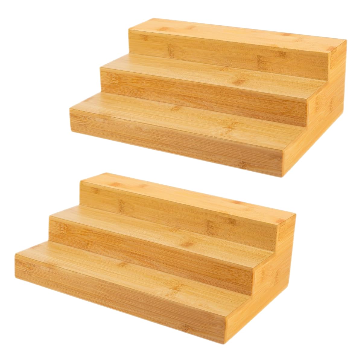 Photo 1 of ACOOCLUB 2 Pack Bamboo Spice Rack Organizer – 3 Tier Wooden Countertop & Cabinet Spice Rack for Kitchen Storage, Tiered Spice Organizer for Cabinet and Pantry