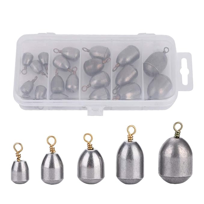 Fishing Sinkers, 20PCS Iron Water Drop Shape Fishing Weights Set, Eco