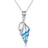 WINNICACA Sterling Silver Turtle/Dolphin/Conch/Jellyfish/Octopus Pendant Necklace Opal Abalone Shell Turquoise Jewelry Cute Ocean Animals Necklace Gifts for Women