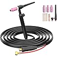 FEMEROL TIG Welding Gun,150A WP17V Argon TIG Torch with Red Air hose, Air Cooled Lift TIG Gun 35-50mm² Plug Connector
