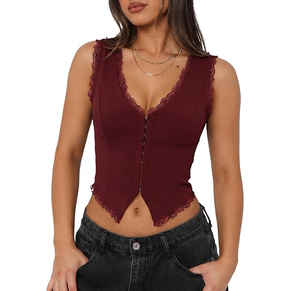 UNCOOYEE Women Summer Sexy Lace Halter Neck Tank Top Sleeveless