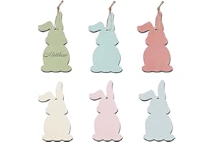 AUKOLASS 12 Pcs Easter Basket Name Tags, Colorful Easter Gifts Tags for Easter Spring Party Favor Decoration Supplies (Bunny 1)