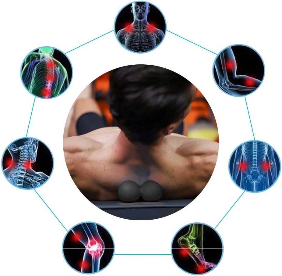 5BILLION Peanut Massage Ball - Double Lacrosse Massage Ball & Mobility Ball for Physical Therapy - Deep Tissue Massage Tool for Myofascial Release, Muscle Relaxer, Acupoint Massage (Black): Sports & Outdoors