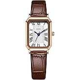 Asdppe Vintage Watches for Women Elegant Rectangular Ladies Analog Quartz Dress Watch Dainty Female Small Bracelet Wristwatch with Genuine Leather Strap