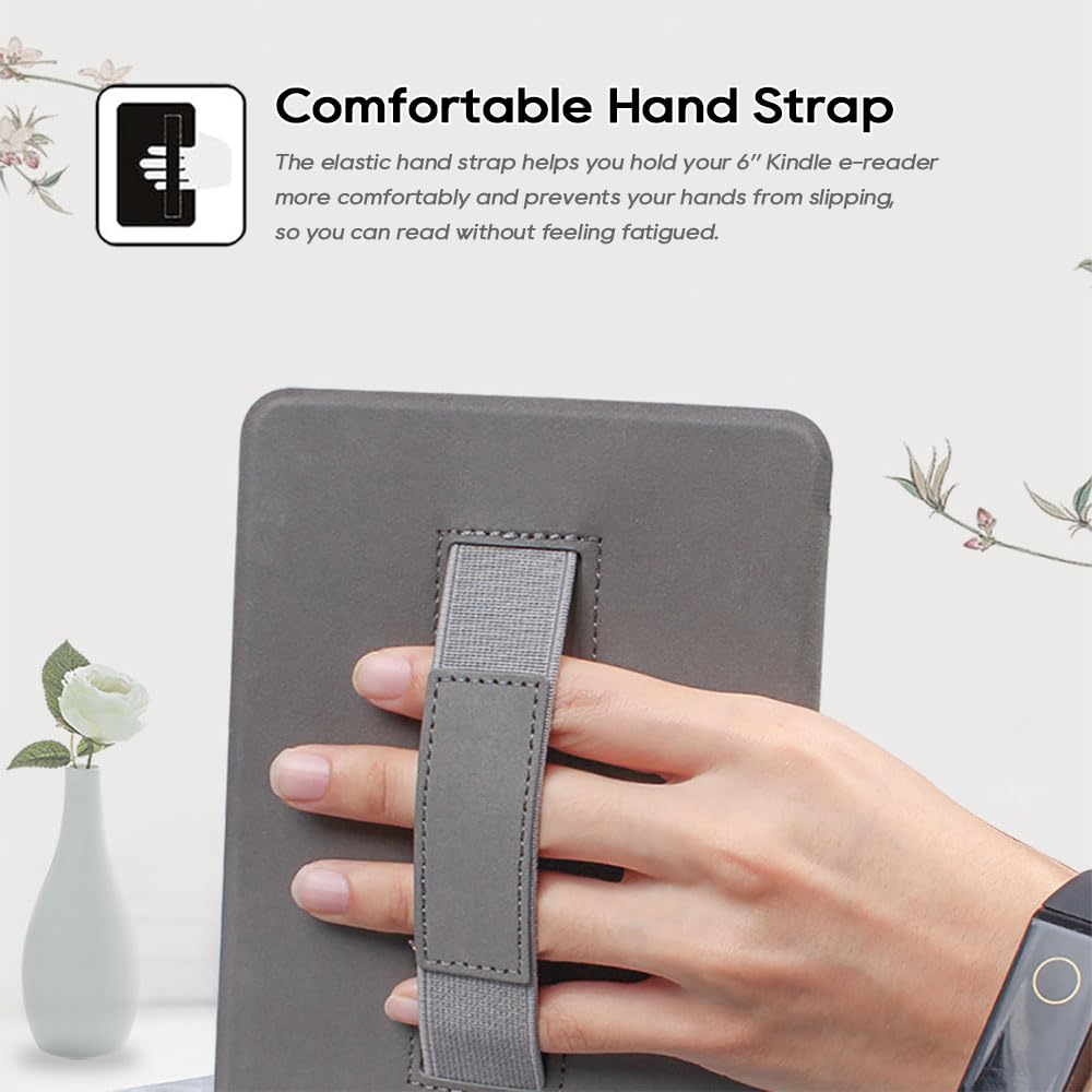 SCSVPN Case for 6'' Kindle 10th Generation (2019 Release, Model NO. J9G29R), Ultra Thin & Lightweight Premium Leather Cover with Hand Strap, Auto Sleep/Wake - Not Fit Kindle 2022/Paperwhite (Brown)
