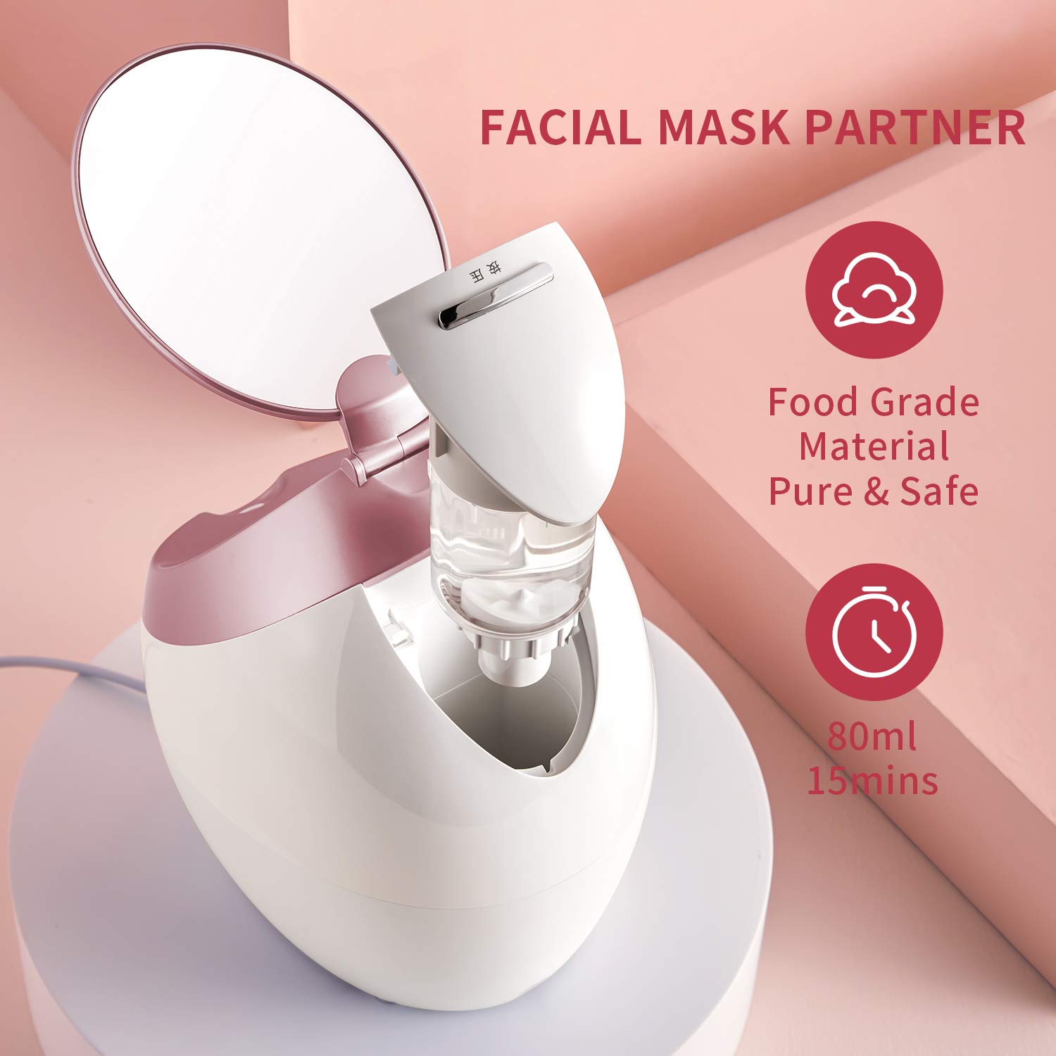 OKACHI GLIYA Facial Steamer Nano Hot Steam Face Spa Device Ionic Face Steaming Machine for Home Facials Personal Moisturizing Humidifier Vaporizer for Skincare Beauty (Rose Gold): Beauty